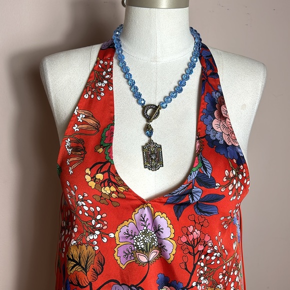 Express Floral Scarf Halter  top Open Back size XS - Picture 8 of 13